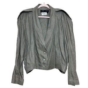 Vintage 90s Gene Ewing BIS Linen Jacket Womens Large Minimalist Chic Artsy Class